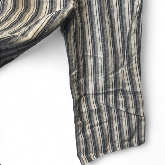 Abercrombie & Fitch-black & cream striped linen/cotton wide leg pant sz 0 - Picture 2 of 5